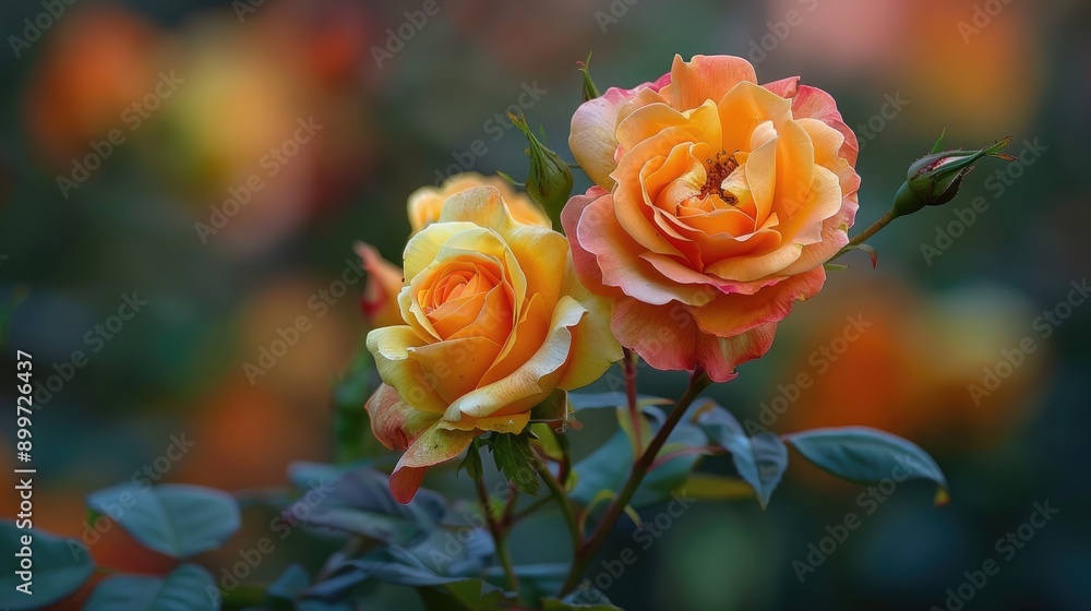 Yellow and orange roses of exquisite beauty Yellow and orange roses of exquisite beauty