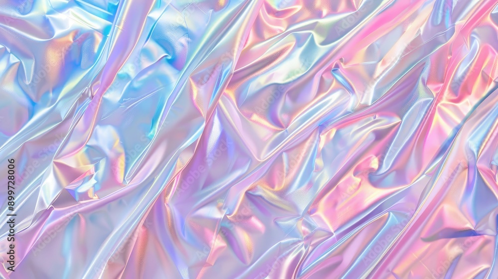 Obraz premium Hologram texture. Gradient abstract background. Holographic rainbow foil. Light metal pastel pattern. Iridescent foil effect texture. Pearlescent gradient 