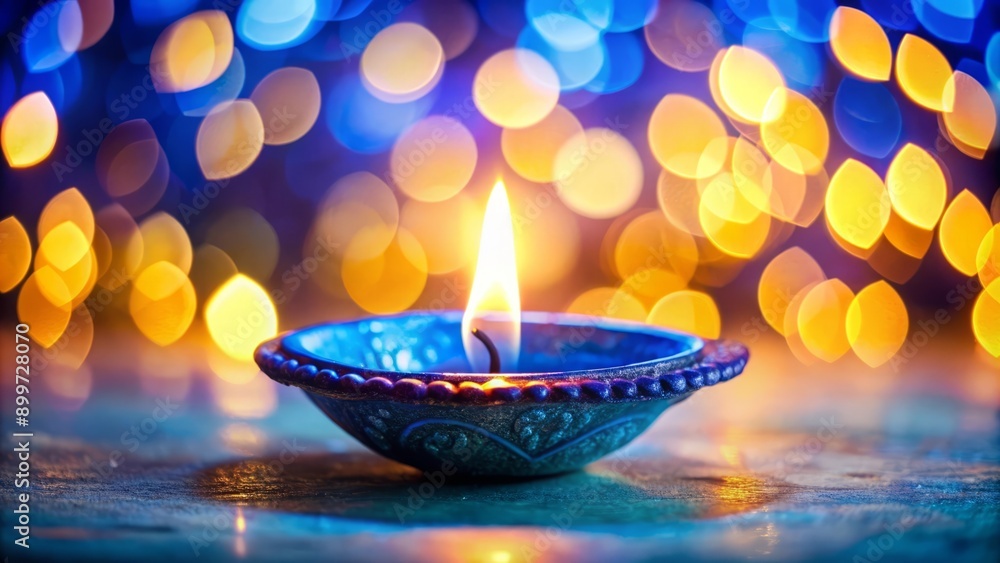 Diwali Diya with Bokeh Lights. Diwali Diya with Bokeh Lights.