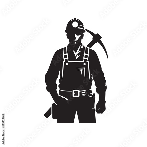 Wallpaper Mural silhouette of Miner vector black and whote icon logo clipart logo Torontodigital.ca