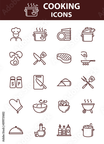 set of cooking icons, restaurant, kitchen