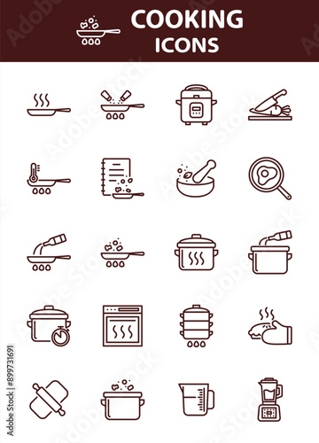 set of cooking icons, restaurant, kitchen