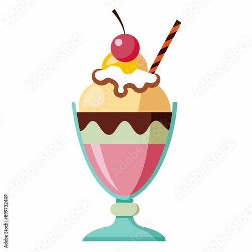 ice cream in a bowl Vector Illustration