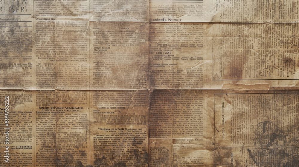 Fototapeta premium Old newspaper background, brown grunge newsprint texture, Brown paper banner background. vintage wallpaper pattern, poster design. 