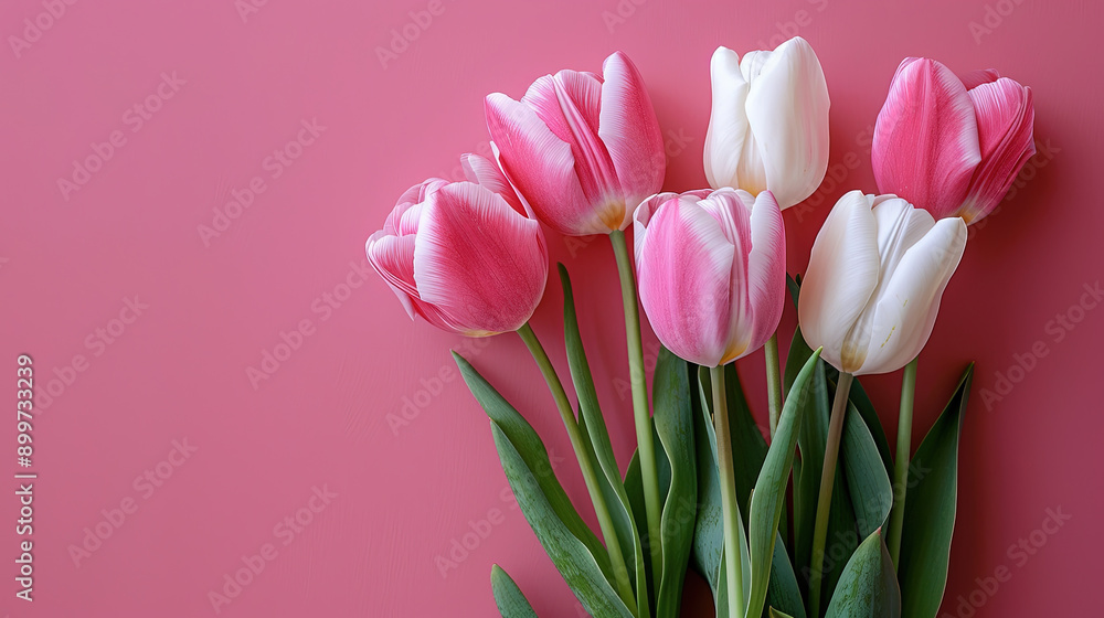 bouquet of tulips isolated in pink background bouquet of tulips isolated in pink background