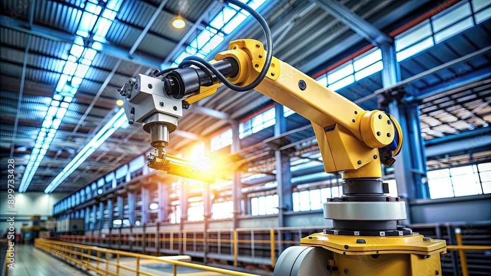 Automated laser scan on robot arm for industrial engineering measuring , robotics, technology, manufacturing Automated laser scan on robot arm for industrial engineering measuring , robotics, technology, manufacturing