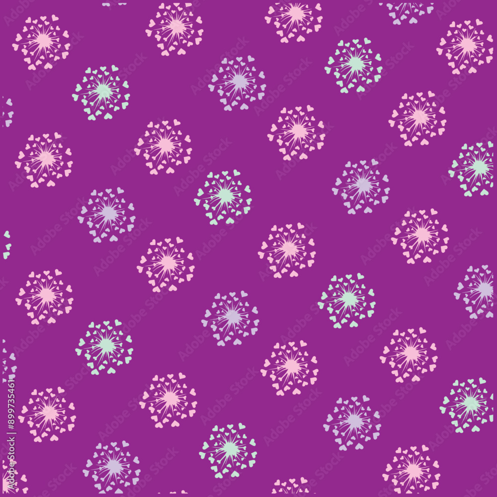 Floral Seamless Pattern on Purple Floral Seamless Pattern on Purple