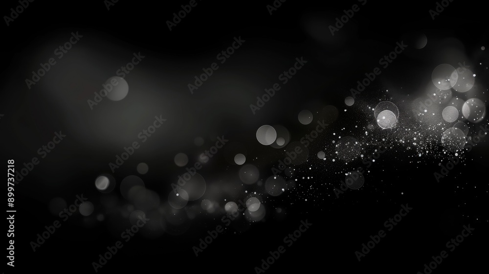 Aesthetic black and white bokeh light effect on a dark background, conveying a serene and artistic visual impression. Aesthetic black and white bokeh light effect on a dark background, conveying a serene and artistic visual impression.