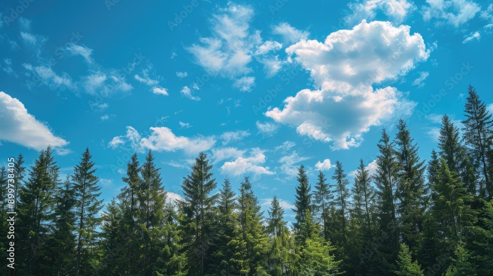 Forest and cloudy blue sky Forest and cloudy blue sky