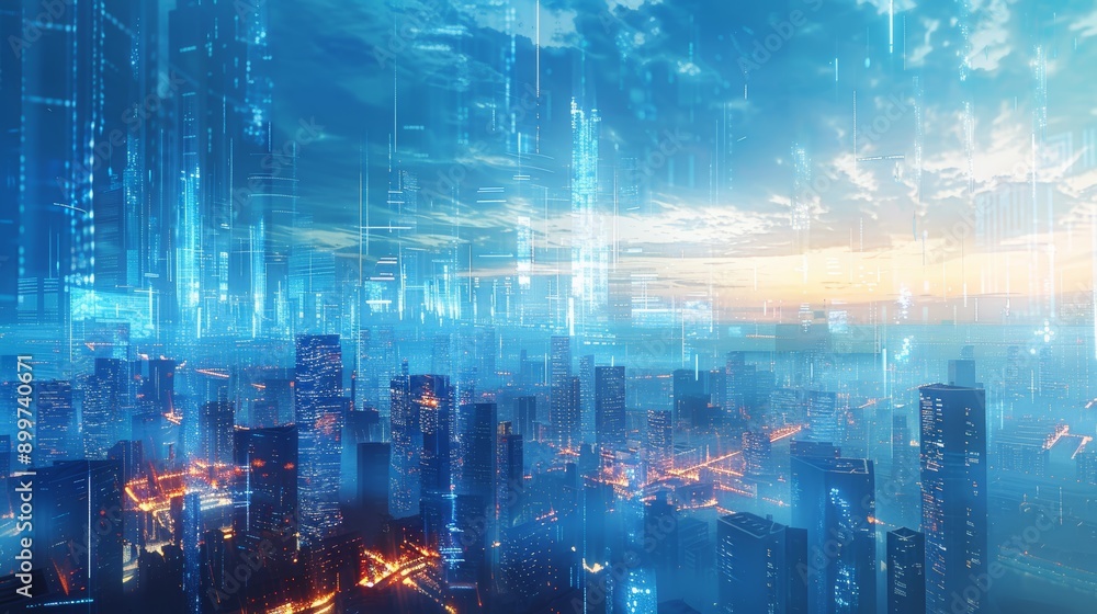 A 3D illustration of a futuristic city skyline with data streams flowing between buildings, representing the integration of data analysis in urban planning. A 3D illustration of a futuristic city skyline with data streams flowing between buildings, representing the integration of data analysis in urban planning.