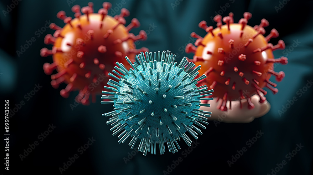 3d rendered illustration of a corona virus created with Generative AI technology 3d rendered illustration of a corona virus created with Generative AI technology