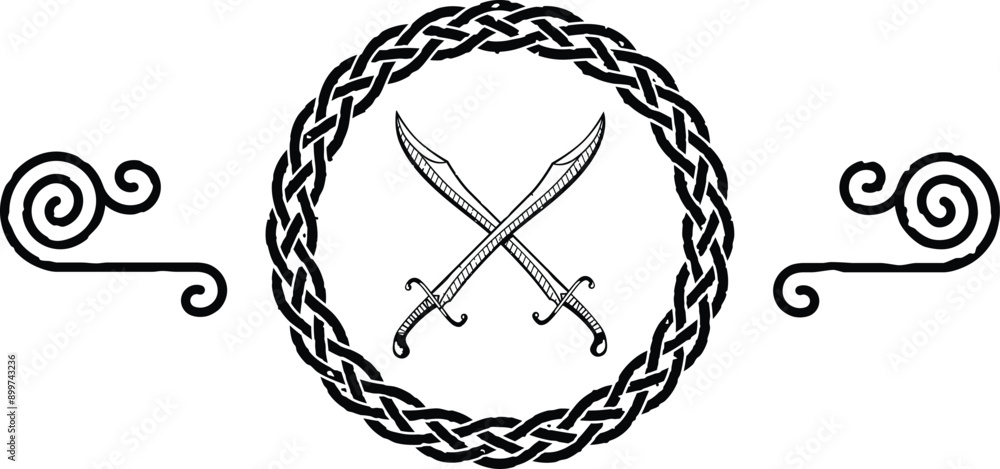 Celtic Knot Ring, Spiral Lines, Crossed Scimitars Header Logo Celtic Knot Ring, Spiral Lines, Crossed Scimitars Header Logo
