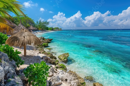 Mexico Cozumel: Beautiful Chen Rio Beach on Exotic Caribbean Coast photo