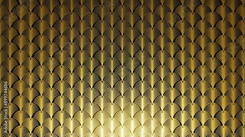 Golden Black Art Deco hand fan pattern animation