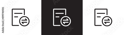 Transver report icon. data synchronization icon, postpaid report, data transver vector illustration, outline and stroke style in transparent black and white background.