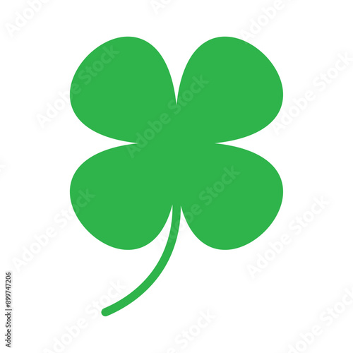 St Patrick's Day. Lucky Four-leaf clover, Green Four leaf clover vector icon. Lucky and happiness concept. Shamrock - green four leaf clover icon. Good luck theme design element.