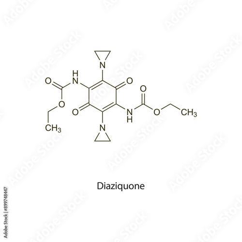 Diaziquone flat skeletal molecular structure Antineoplastic drug used in cancer treatment. Vector illustration scientific diagram.