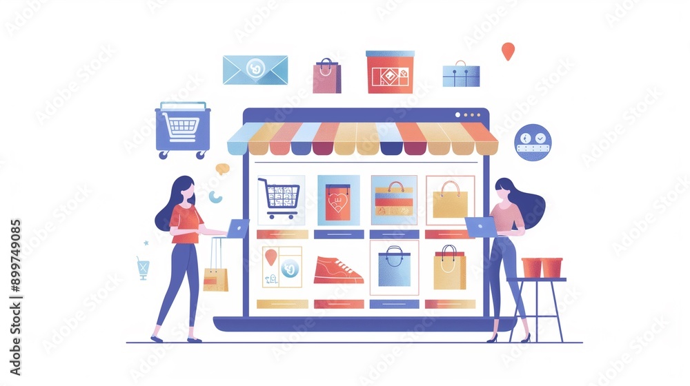 Scene of interacting with user friendly and visually appealing online shopping interface on digital devices such as tablets or computers Scene of interacting with user friendly and visually appealing online shopping interface on digital devices such as tablets or computers