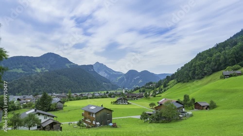 The Village of Bizau in the Bregenzerwald, State of  Vorarlberg, Austria. Timelapse Video