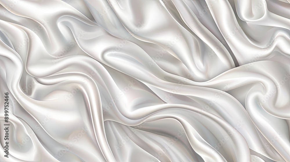 Fototapeta premium Smooth white silk cascades softly, creating gentle waves and reflections in a sophisticated atmosphere SEAMLESS PATTERN