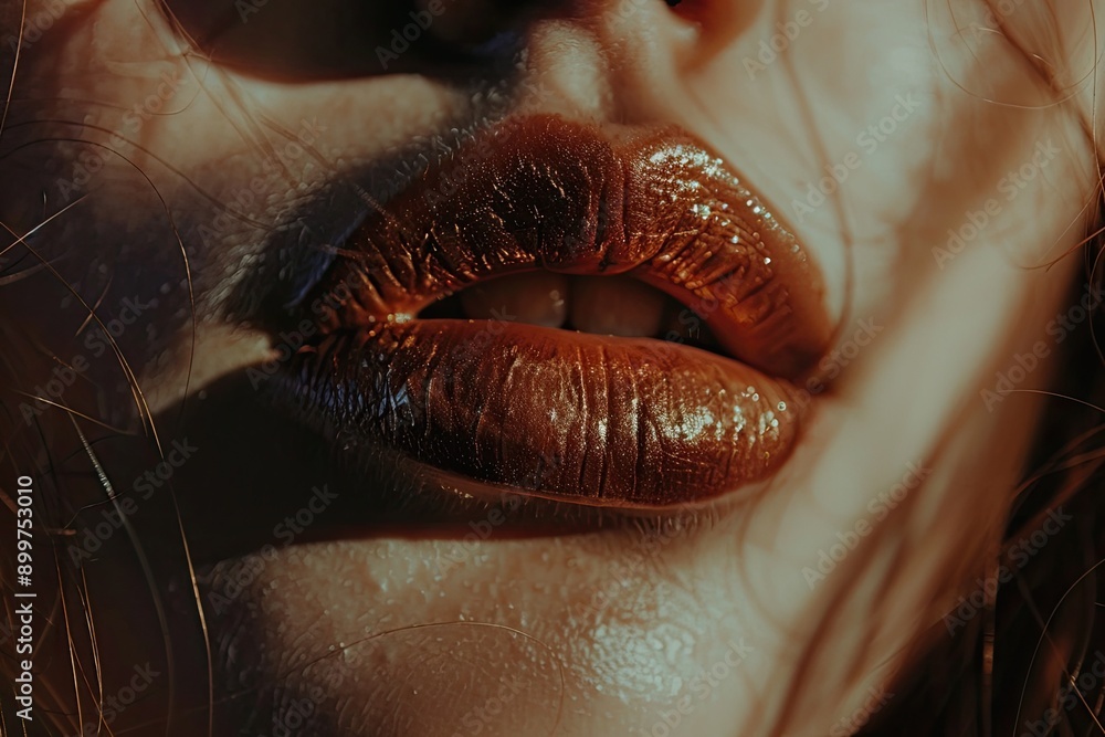 Obraz premium close-up of a mouth showing lips and skin texture