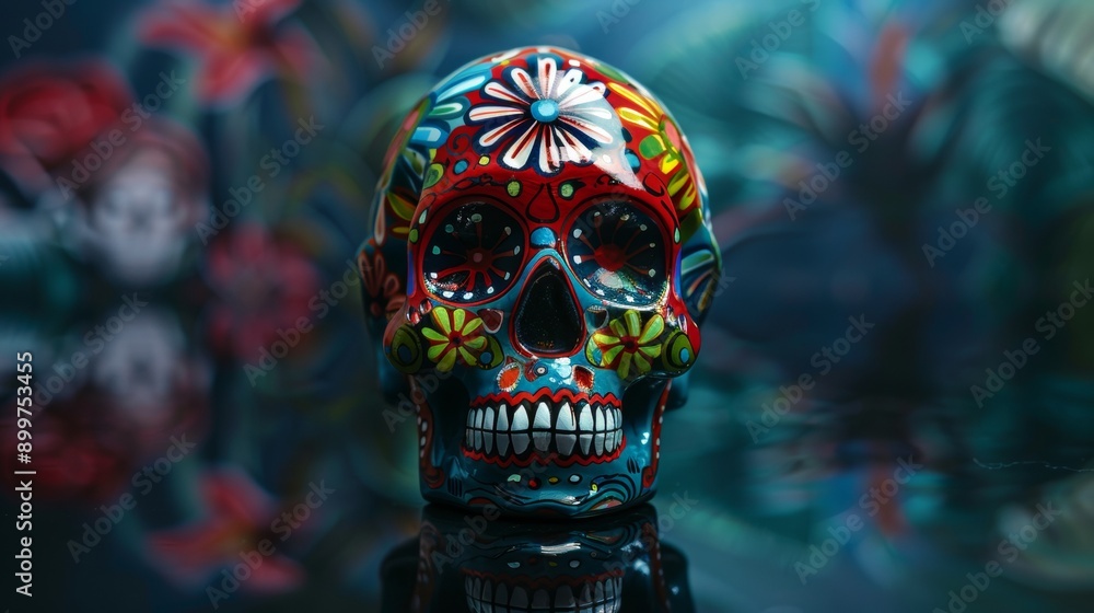 decorated skull of the day of the dead in Mexico