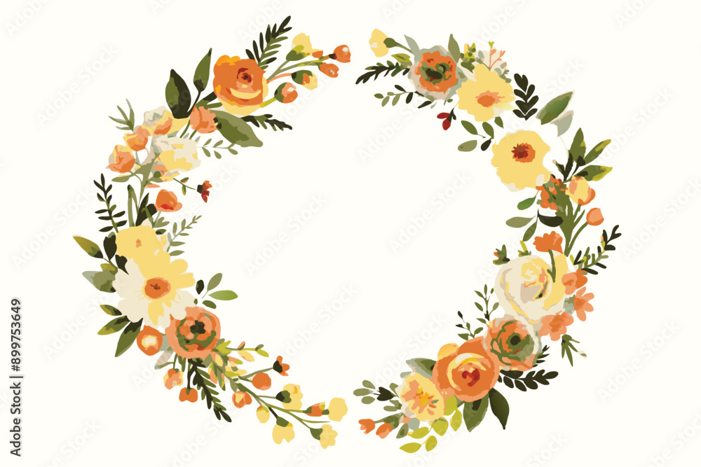 Fototapeta premium Minimalistic Flowers Wreaths Vector Set