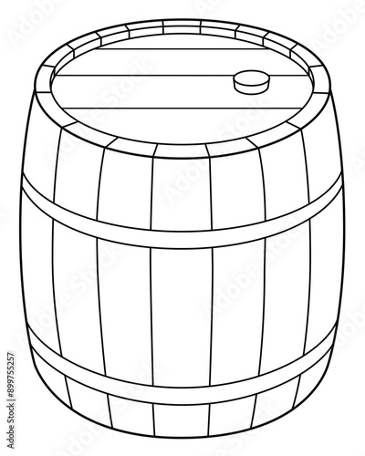 Wooden barrel - vector linear element for coloring logo or pictogram. Outline. Coloring book barrel	
