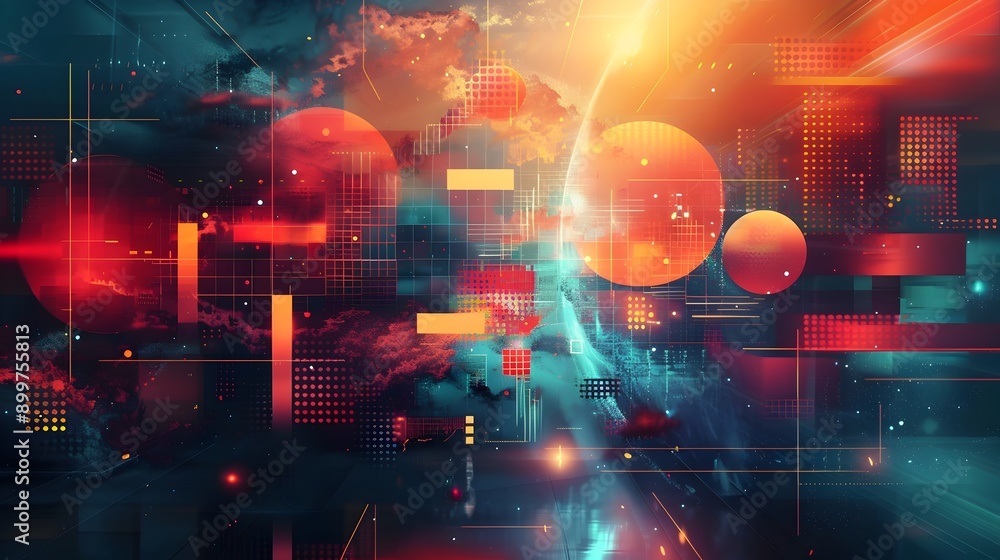 Fototapeta premium Vibrant Futuristic Cosmic Explosion of Light and Energy in the Surreal Universe
