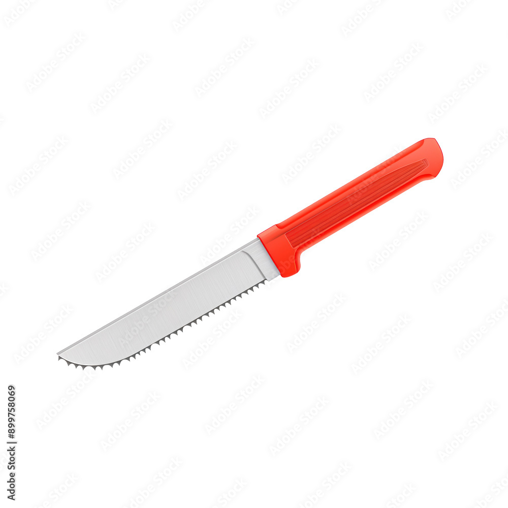 Red handle utility saw with serrated blade on transparent background Red handle utility saw with serrated blade on transparent background