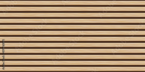 Wooden panel wall background. Horizontal wooden planks with seamless pattern creating rustic backdrop. Light and dark stripes emphasize texture and natural wood grain. Furniture design.