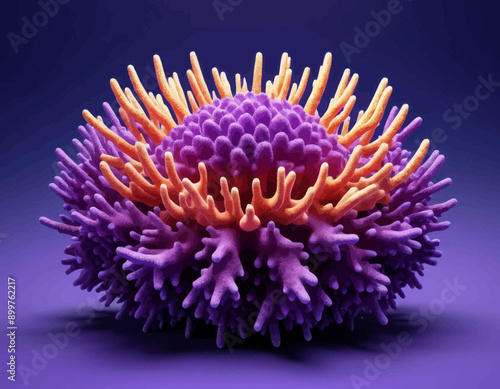 Vibrant Purple and Orange Coral Reef