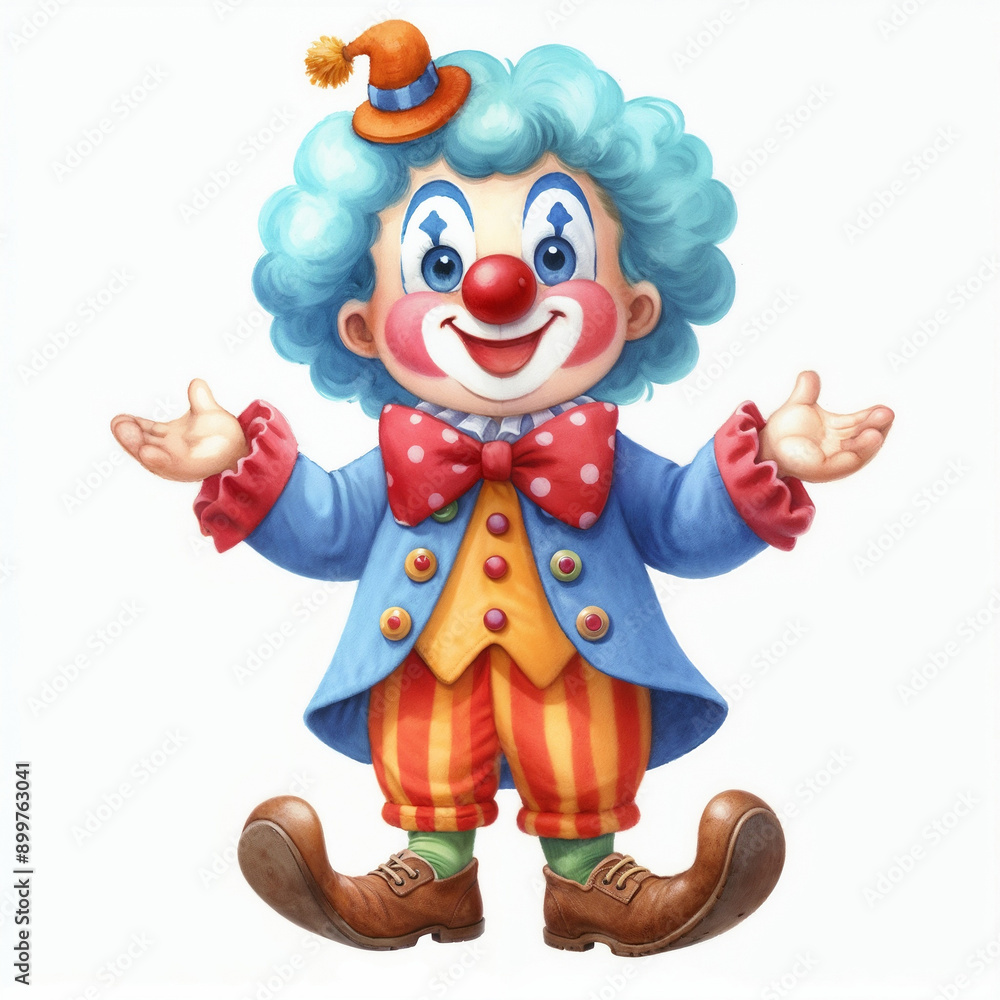 Cute cartoon clown on white background. AI Cute cartoon clown on white background. AI