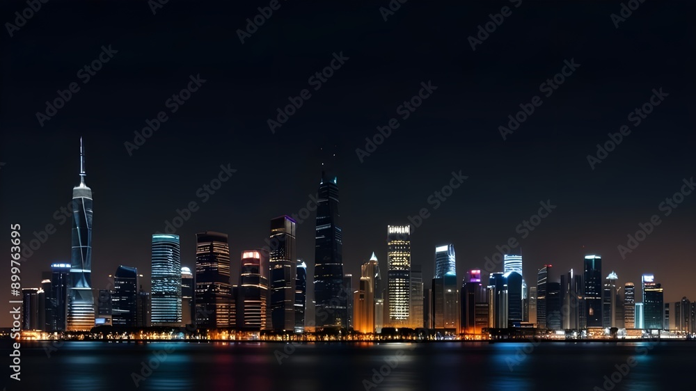 Obraz premium night view of the city HD 8K wallpaper Stock Photographic Image