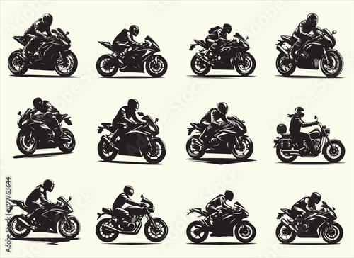 Motorcycle Rider Silhouette Vector Illustrati