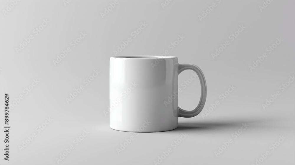 Minimalist White Mug on Light Gray Background - Modern Product Photography Stock Photo Minimalist White Mug on Light Gray Background - Modern Product Photography Stock Photo