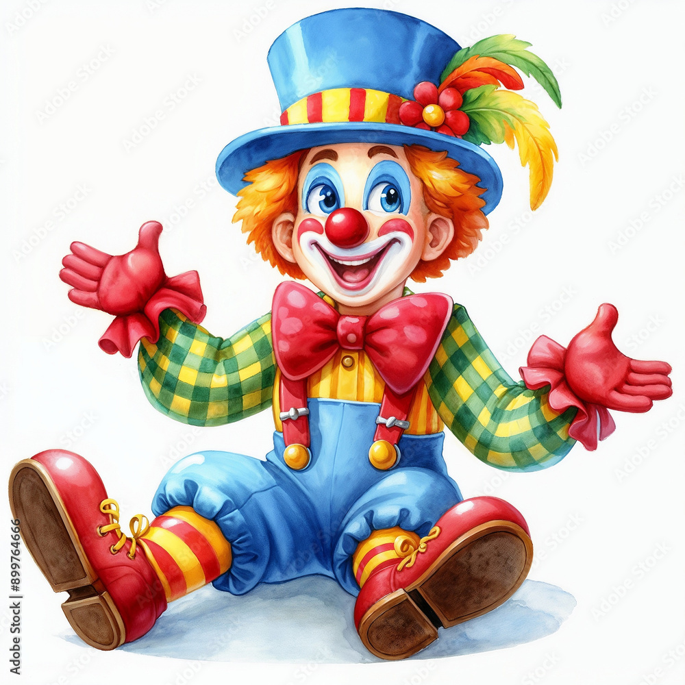 Cute cartoon clown on white background. AI Cute cartoon clown on white background. AI