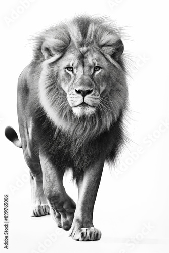 Majestic lion with striking mane in a wildlife portrait, showcasing the predator in nature on a safari