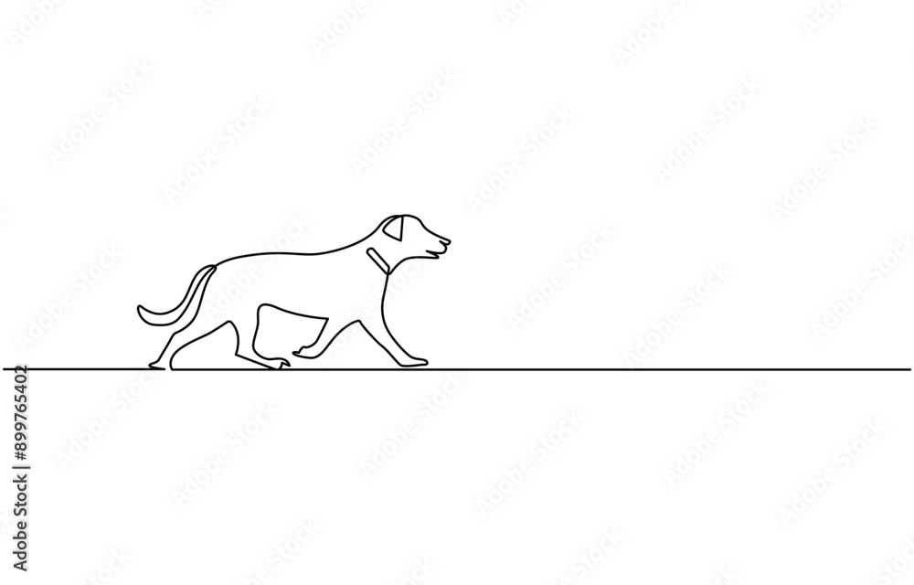 Fototapeta premium continuous line drawing cute dog, Continuous one line drawing of a dog. Dog one line drawing minimalist style