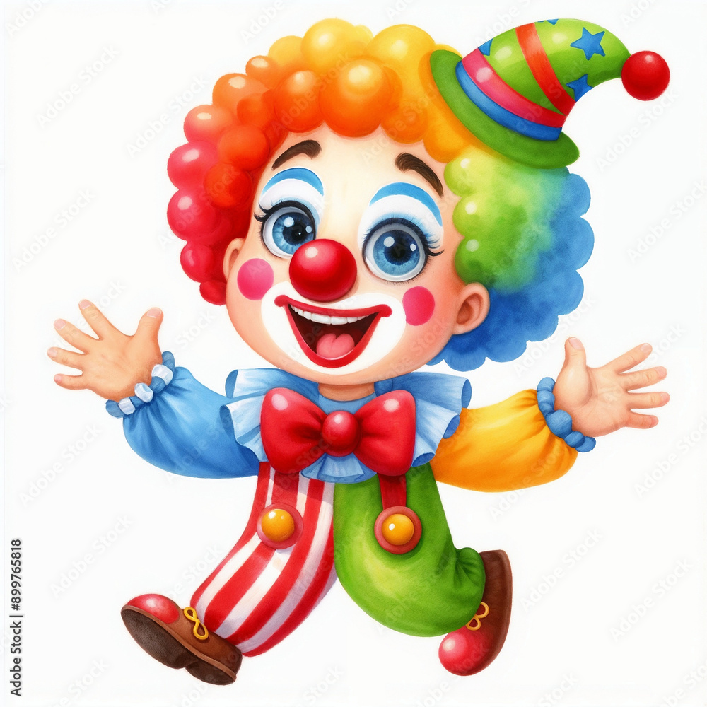 Cute cartoon clown on white background. AI Cute cartoon clown on white background. AI