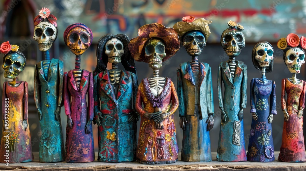 Fototapeta premium decorative skull dolls for the day of the dead Mexico