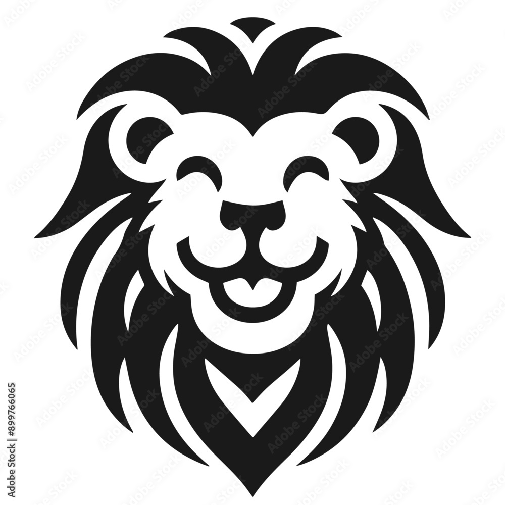 Clean Black and white vector silhouette of a Lion on white background