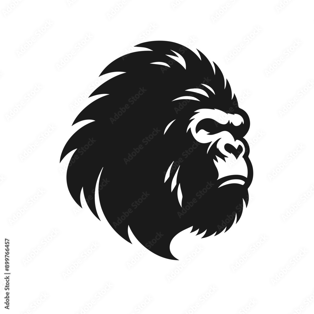 Clean Black and white vector silhouette of a Gorilla on white background Clean Black and white vector silhouette of a Gorilla on white background