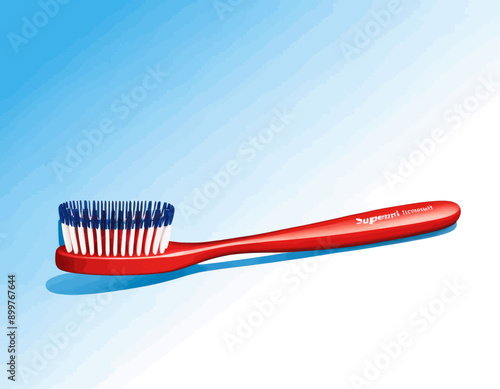 Red Toothbrush with Blue Bristles