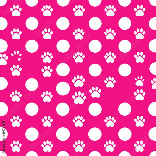 Pink and white paw print pattern