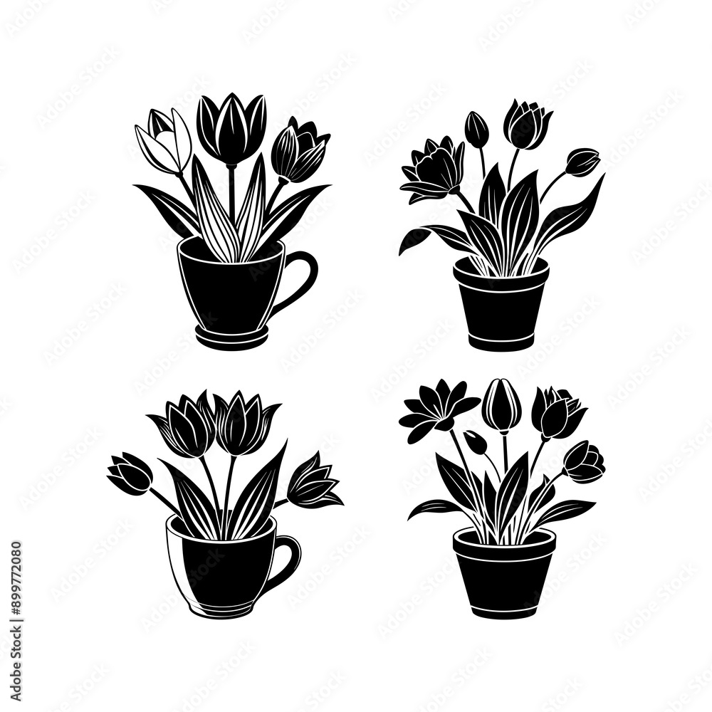 tulip-in-a-pot-silhouettes-of-vector-flowers tulip-in-a-pot-silhouettes-of-vector-flowers