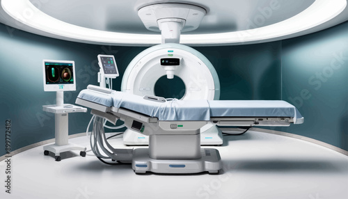 Modern Hospital MRI Machine with Patient Bed