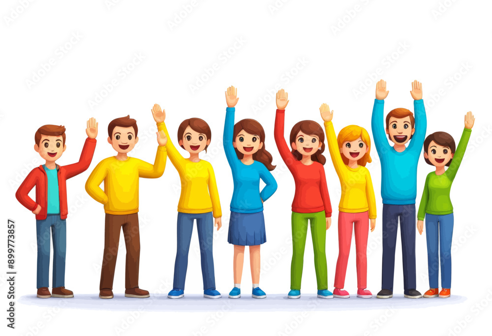 Happy Family Waving Hands Happy Family Waving Hands
