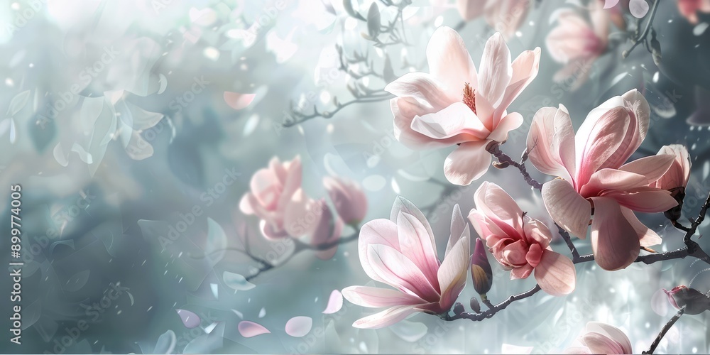 Obraz premium Magnolia flowers background. AI generation