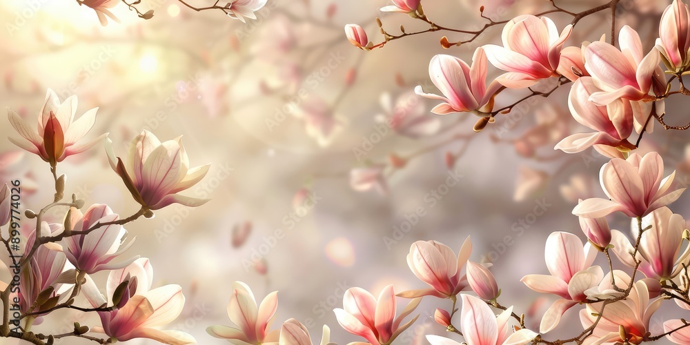 Magnolia flowers background. AI generation Magnolia flowers background. AI generation